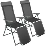 Tectake 2er Set Gartenstuhl Jana 146,5 x 59 x 117,5 cm dunkelgrau