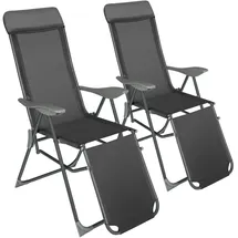 Tectake 2er Set Gartenstuhl Jana 146,5 x 59 x 117,5 cm dunkelgrau