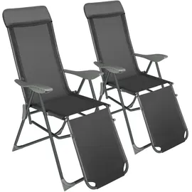 Tectake 2er Set Gartenstuhl Jana 146,5 x 59 x 117,5 cm dunkelgrau