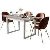 Newroom Esstisch Vincent, ausziehbar 120-160 cm in Weiß Sandstein Modern Landhaus weiß 120 cm x 75 cm x 80 cm