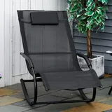 Ergonomischer Schaukelstuhl Von Outsunny Mit Kopf- Und Armlehnen, Verzinktes Metall Und Textilene, Maße: 63 Cm (b) X 160 Cm (t) X 88 Cm (h), Schwarz