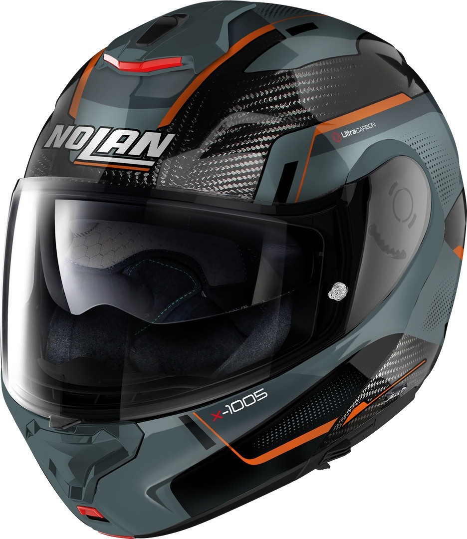 Nolan X-1005 Ultra Carbon Undercover N-Com Helm, grijs-oranje, S Voorman