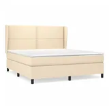 vidaXL Boxspringbett mit Matratze Creme 160x200 cm Stoff