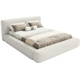 FEDVE Polsterbett Weiß Textil, 140x200 cm, - Weiß