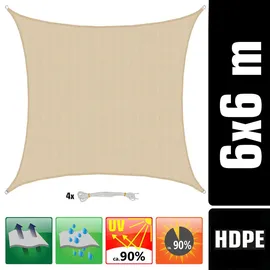 AMANKA Sonnensegel Wasserdurchlässig 6x6 - Viereckig - Sonnenschutz Garten Terrasse
