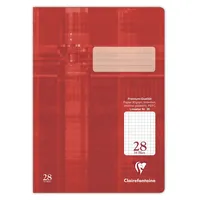 Clairefontaine 331028C - Heft ideal für die Schule, DIN A4, 16 Blatt, 90g, Lineatur 28 durchgehend kariert mit Rand, Rot, 1 Stück