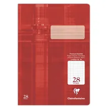 Clairefontaine 331028C - Heft ideal für die Schule, DIN A4, 16 Blatt, 90g, Lineatur 28 durchgehend kariert mit Rand, Rot, 1 Stück