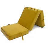 Loft 25 Samt Klappmatratze mit FaserFüllung, Gästematratze, 3-teilige Faltmatratze, Matratze, Klappbar, Faltbare Kamping Bett Bequemer Futon Sofa Bett mit Tragegriff (Kurkuma)