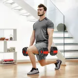 4-in-1-fitnessgeräte-set (30 Kg) Aus Kunststoff Und Sand, Verstellbare Hanteln, Verwendbar Als Kettlebell, Kurzhantel, Langhantel Und Liegestützgriff, Rot