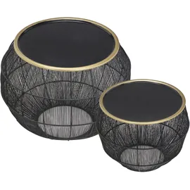 Mirrors and More Mirrors & More Beistelltisch 2er Set Mika 82750102 Metall Schwarz-Gold