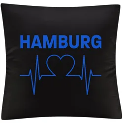 multifanshop Kissenbezug - Hamburg - Herzschlag - Druck blau - Kissen