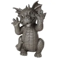 MystiCalls Gartenfigur Gartendrache - Modell Grimassenschneider - Fantasy Figur