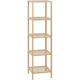 CLP Badregal stehend Bambus Zinnien, Holzregal Badezimmer schmal, Küchenregal stabil und belastbar, Tragfähigkeit 10 kg pro Regalboden