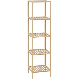 CLP Badregal stehend Bambus Zinnien, Holzregal Badezimmer schmal, Küchenregal stabil und belastbar, Tragfähigkeit 10 kg pro Regalboden