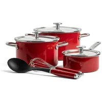 KitchenAid Pfannenset Steel Core Enamel Keizerrot 8-teilig - Rot