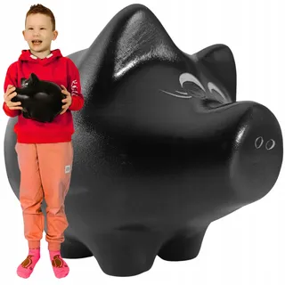 Sparschwein Keramik Schwarz – XL Spardose ohne Öffnung zum Zerschlagen, große Geldgeschenk Spardose für Erwachsene & Kinder, dekorative Schweinchen Sparbüchse