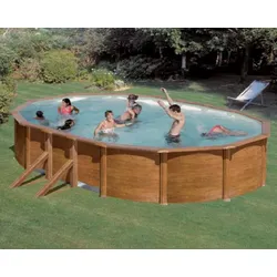 myPOOL Poolset Feeling Wood Ovalform Stahlwandbecken Gr 2