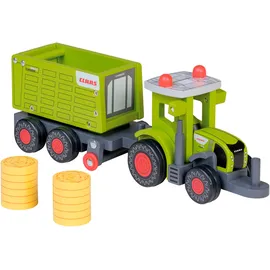 Happy People 34590 - Spielzeug-Traktor mit Anhänger grün 1:32