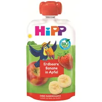 HiPP Quetschbeutel Erdbeere-Banane in Apfel 8 x 100 g
