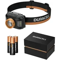 Duracell LED Stirnlampe DH400 Pro – 400 Lumen, fokussierbar, 50m Leuchtweite, Rotlichtfunktion, versch. Lichtmodi, 3xAAA Batterien inkl., leicht & spritzwassergeschützt, inkl. Geschenkbox