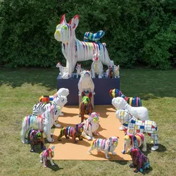 Bulldogge usa trash 70 cm schwarz und mehrfarbig - Amadeus Harz 90x45 cm