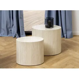 AC Design Furniture Actona Couchtisch + Beistelltisch Mice 24.5x40x33 cm/33x48x40 cm beige-weiß