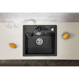 Sapho Granitspüle 1 Becken rechts schwarz Handbetätigung 530 x 500 mm