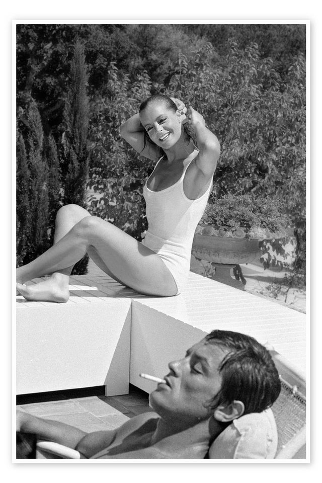 Posterlounge Poster Bridgeman Images, Romy Schneider und Alain Delon, Der Swimmingpool, 1968, Wohnzimmer Fotografie schwarz 100 cm x 150 cm