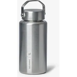 Trinkflasche Bushcraft 1 l Schraubverschluss rostfreier Stahl grau, EINHEITSFARBE, EINHEITSGRÖSSE