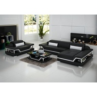 JVmoebel Ecksofa Design Ledersofa Sofa Couch Polster Eck Wohnlandschaft Sofas schwarz