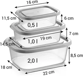 Tescoma Tiefkühl-Dosen 4FOOD, 3 St., 0,5 - 1,0 - 2,0 l Silber