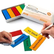 ECENCE Magnetschilder 23010101, farbig sortiert, 60 x 20 mm, für Handbeschriftung, 5 x 15 Stück