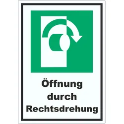 HB-Druck Öffnung durch Rechtsdrehung Aufkleber A6 (105x148mm)