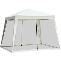 Outsunny - Gartenpavillon - 3x3m - Metall und Polyester - cremeweiß
