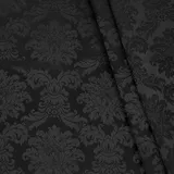 Stoffkontor Dekostoff Jacquard Damast Stoff Floral Barock - Meterware, Farbe Schwarz - zum Nähen von Kissenbezügen, Tischdecken, Deko, Gardinen, Bekleidung UVM.