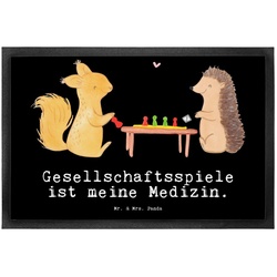Fußmatte Eichhörnchen Gesellschaftsspiele Medizin – Schwarz – Geschenk, Auszei, Mr. & Mrs. Panda, Höhe: 0.5 mm schwarz Ø 0 cm x 80 cm x 60 cm x 0.5 mm