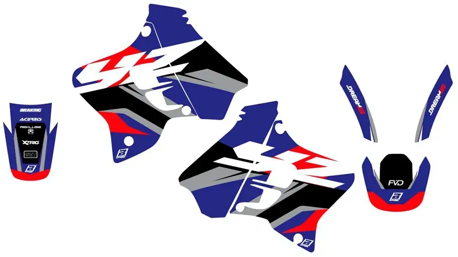 Blackbird Racing Dream 5 Yamaha Yz 125 93-95/yz 250 93-95 Aufkleber - Black / Blue / Red / Silver - One Size