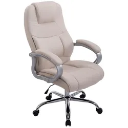 DELUKE® Bürostuhl SYDNEY Stoff - 113x66x70, Creme | Stoff | Metall in Chromoptik Gestell | ergonomische Bürostühle Homeoffice Stuhl mit Rollen