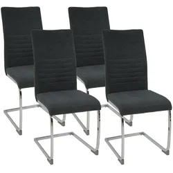 Albatros Freischwinger Stühle 4er Set LUGANO, Grau - Esszimmerstuhl Schwingstuhl mit modernem Design, Stoff-Bezug, dicke Polsterung - Küchenstuhl, Polsterstuhl
