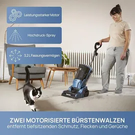 VacMaster Teppichreiniger mit Doppelbürstenwalzen | Leistungsstarker 750 W-Motor große Reinigungsfläche – ideal für Teppiche, Treppen, Polster & Tierhaare | Schnelltrocknung 16Kpa