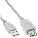 InLine InLine® USB 2.0 Verlängerung, Stecker / Buchse, Typ A, beige/grau, 2m