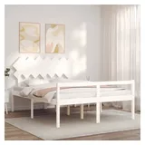 vidaXL Seniorenbett mit Kopfteil 140x190 cm Weiß Massivholz