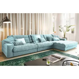 KAWOLA Ecksofa XL Lana Cord Recamiere rechts hellblau