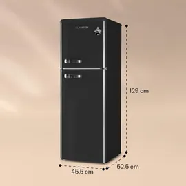 Klarstein Audrey Retro-Kühl-Gefrierkombination (136 l, 1295 mm hoch, Schwarz)
