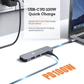 NOVOO USB-C Aluminium Hub 5 Anschlüsse mit PowerDelivery