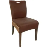 Rattanstuhl Esszimmer Stuhl Polsterstuhl Korbstuhl Bilbao mit Griff vollgepolstert Polster braun