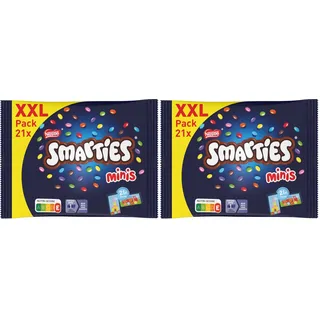 Nestlé SMARTIES Mini XXL Beutel, bunte Schokolinsen, ideal zum Teilen und Snacken mit Familie und Freunden, Farben aus der Natur, 2er Pack (1 x 302,4g)