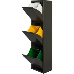 Wellhome WELL HOME Metall-Recycling-Schrank 3 Fächer in Schwarz