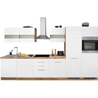 Kochstation Küche »KS-Luhe«, 360 cm breit, wahlweise mit oder ohne E-Geräten, gefräste MDF-Fronten, weiß