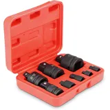 8-TLG Kraft-Adapter Set, Steckschlüsseleinsätze Kraft Steckschlüssel Einsätze Nüsse Schlagschrauber Nüsse Set Vergrößerungsadapter mit Werkzeugkoffer 1/4" 3/8" 1/2" 3/4" 1"